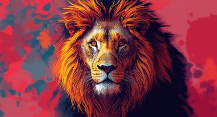 Obraz premium Digital abstract lion design inspired by contemporary art techniques