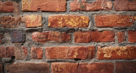 Fototapeta premium Grungy texture of painted brick wall surface with weathered look