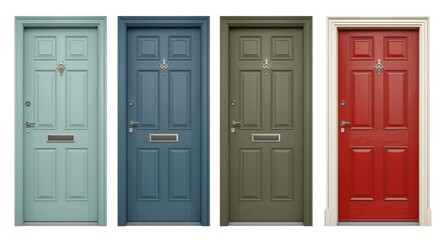 Four unique doors with assorted hues and size differences for choice