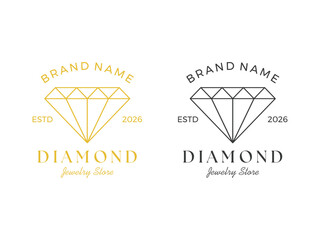 set of gold jewelry logo design, vector illustration, isolated on transparent background