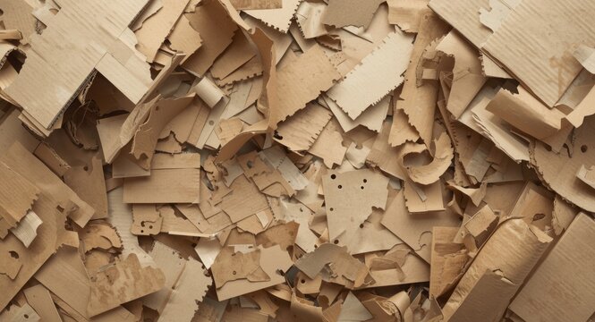 Assembly of cardboard and paper remnants designated for recycling