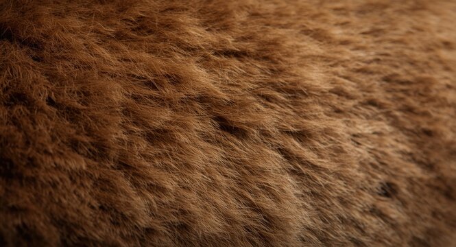 Close detailed image of brown animal fur with soft fluffy texture perfect for fabric or background with copy space
