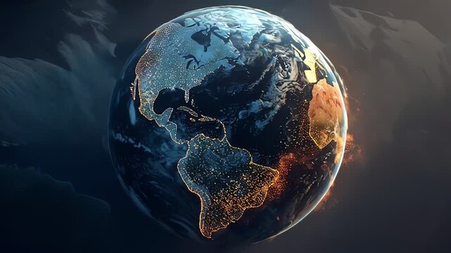 Earth from space with atmosphere glow.