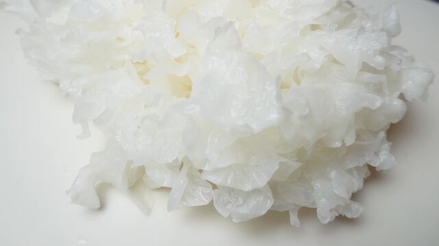 Tremella fuciformis (also known as snow mushroom, ice mushroom, silver ear) is a species of edible mushrooms from the genus Tremella.