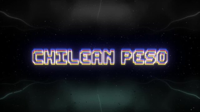 Chilean Peso Neon text with retro background