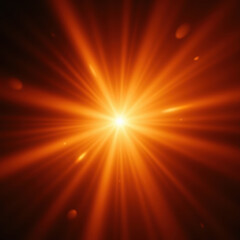 Obraz premium Bright orange light radiates outward, creating starburst effect with vibrant rays. This evokes warmth and energy, perfect for various creative