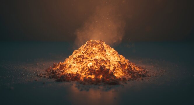 Glowing barium hydroxide powder in lab environment for purification and lubricant use