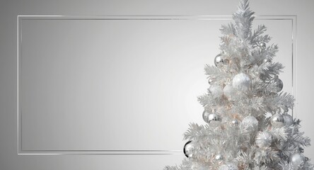 Close up of silver Christmas tree with elegant framed border and text space
