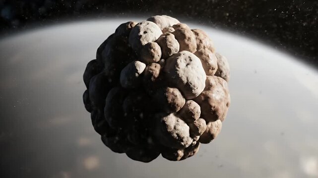 Asteroid Mining Concept Animation with Earth Background for Scientific Research and Space Exploration in 3D Rendered