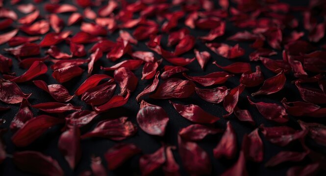 Intense Melia Azedarach Petals Arranged on Black Canvas