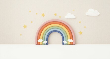 Fototapeta premium Decorative Scandinavian rainbow artwork suitable for children's prints