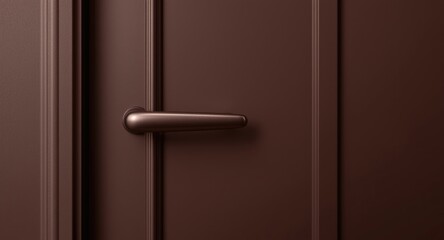 Obraz premium Close shot capturing plastic door handle on brown PVC door with stylish modern design accents