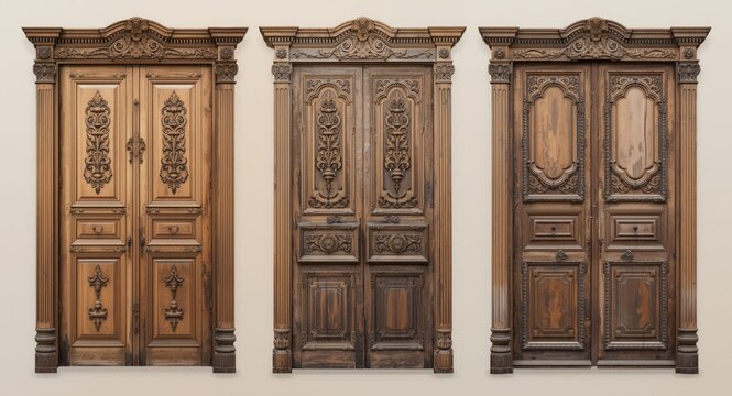 classic wooden doors aged by time and weather