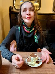 girl with a cup of chocolate