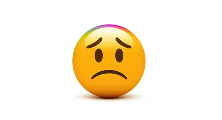 Naklejka premium A comic emoji with a sad expression and an eye-catching colorful speech bubble