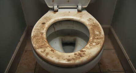 Focused capture of an unclean toilet fixture in a household bathroom