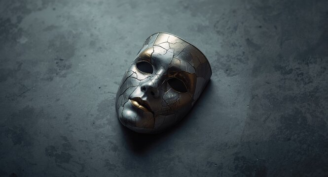 Art piece showcasing imposter syndrome feelings through mask-based design