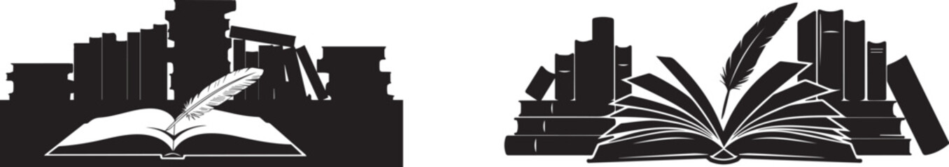 Vector cityscape with open book illustrations, education or business icons, for website or presentation, Isolated on transparent background, png