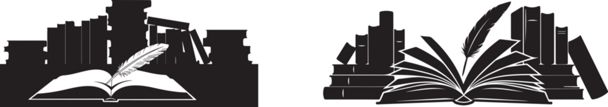 Vector cityscape with open book illustrations, education or business icons, for website or presentation, Isolated on transparent background, png