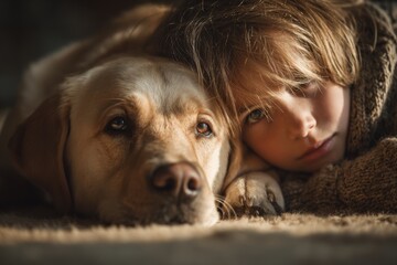 Emotional support dog comforts child in need