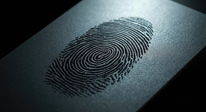 Close-up of card with fingerprint for forensic crime analysis