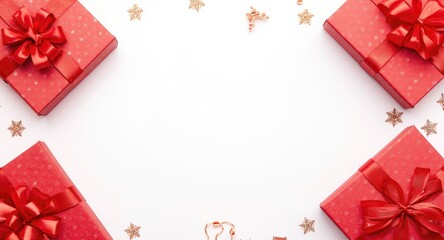 Festive holiday gift box promotional design with blank space for well wishes