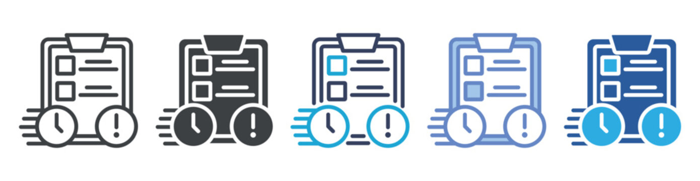 Deadline icon set multiple style collection