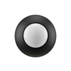 Black and White Round Button with Glossy Center
