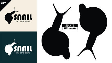 snail silhouette isolated on white background with logo text space, featuring a clean black shape symbolizing nature, patience, simplicity. Ideal for logos, snails vector silhouette icon, snail logo © Usman Tahir Isolated