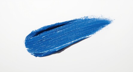 Close up of smudged classic blue lipstick as makeup color sample on white base