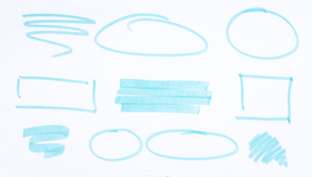 Hand-drawn Blue Marker Shapes Collection