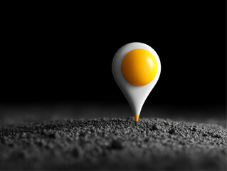 Bright Location Marker Icon Isolated on Black Background