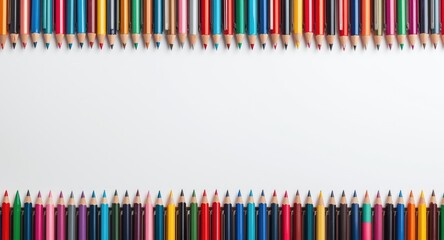 Fototapeta premium Different colored pens organized on a crisp white backdrop