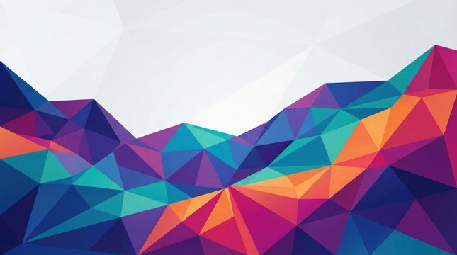 Colorful low poly geometric landscape illustration,modern abstract polygon background with vibrant shapes,creative design for posters,banners,branding,web and print use