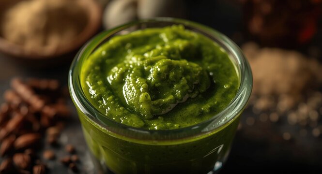 Handcrafted Sambal Cabe Ijo displayed as a vibrant green condiment