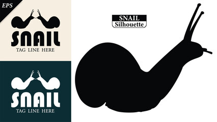 snail silhouette isolated on white background with logo text space, featuring a clean black shape symbolizing nature, patience, simplicity. Ideal for logos, snails vector silhouette icon, snail logo © Usman Tahir Isolated