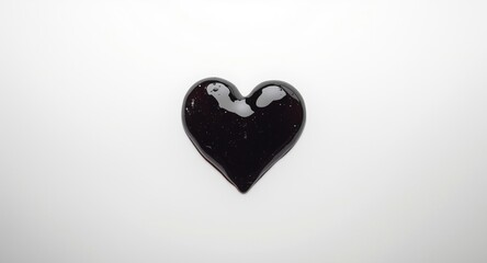 Fototapeta premium Isolated heart shaped liquid tar blot on clean white background