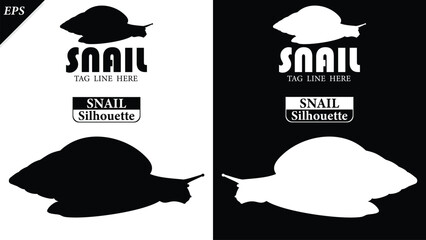 snail silhouette isolated on white background with logo text space, featuring a clean black shape symbolizing nature, patience, simplicity. Ideal for logos, snails vector silhouette icon, snail logo © Usman Tahir Isolated