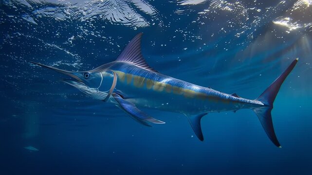 Mahi Mahi Swimming Underwater Ocean.