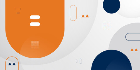 Abstract bright banner background with simple shapes pattern blue and orange color element concept design. Trendy and modern style background. Eps10 vector