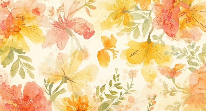 Floral watercolor abstraction filled with summer brightness intended for wall background use
