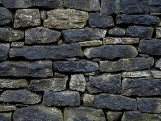 Obraz premium Black Rustic Dry Stone Wall Seamless Rock Texture