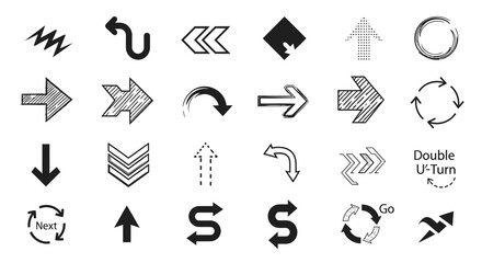 Fototapeta premium Vector arrow icons set, directional symbols, navigation signs, for website, app, UI, or presentation, Isolated on transparent background, png