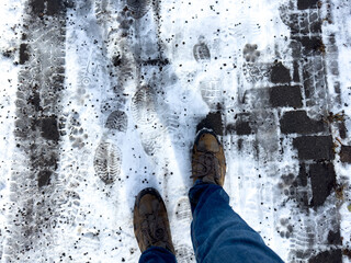 Black ice on a footpath 