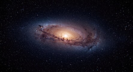 Fototapeta premium Brightly glowing spiral galaxy with stars densely populating the background space