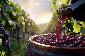 Individual transferring freshly pressed grape juice for wine making process