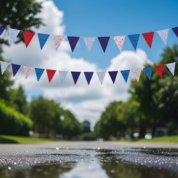 Happy labour day celebrations with colorful bunting flags