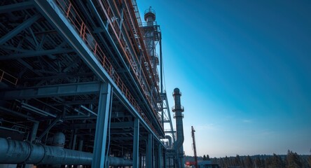 Fototapeta premium Industrial gas unit construction featuring steel components for gasification systems