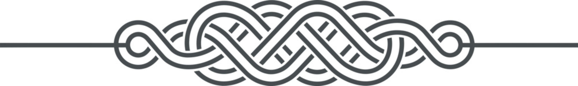 Ornate celtic knot geometric pattern line divider design element. Decoration concept for border, frame, scroll, banner. Simple vector illustration