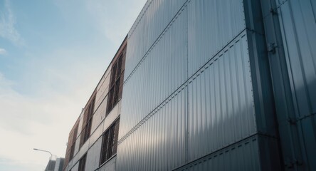 Fototapeta premium Building facade focusing on exterior wall materials